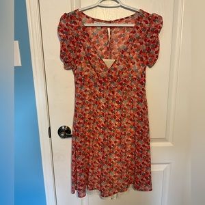 American Eagle Short Sleeve Floral Print Dress with Slip